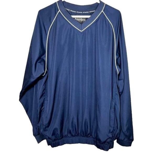 FOOTJOY F3 Blue V-Neck Pullover Golf Windbreaker Polyester Jacket Size L - Picture 2 of 6